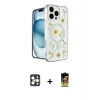 ieg™ iPhone 16 Pro Max Kılıf Kozmos Doku - Siyah Buffer Cam Ekran Koruyucu + PVD Metal Kamera Lens - GD