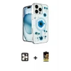 ieg™ iPhone 16 Pro Max Kılıf Kozmos Doku - Siyah Buffer Cam Ekran Koruyucu + PVD Metal Kamera Lens - GD