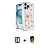 ieg™ iPhone 16 Pro Max Kılıf Kozmos Doku - Siyah Buffer Cam Ekran Koruyucu + PVD Metal Kamera Lens - GD