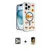 ieg™ iPhone 16 Pro Max Kılıf Kozmos Doku - Siyah Buffer Cam Ekran Koruyucu + PVD Metal Kamera Lens - GD