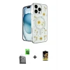 ieg™ iPhone 16 Pro Max Kılıf Kozmos Doku - Siyah Buffer Cam Ekran Koruyucu + Raze Metal Kamera Lens - SH