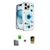 ieg™ iPhone 16 Pro Max Kılıf Kozmos Doku - Siyah Buffer Cam Ekran Koruyucu + Raze Metal Kamera Lens - SH