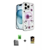 ieg™ iPhone 16 Pro Max Kılıf Kozmos Doku - Siyah Buffer Cam Ekran Koruyucu + Raze Metal Kamera Lens - SH