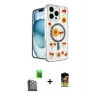ieg™ iPhone 16 Pro Max Kılıf Kozmos Doku - Siyah Buffer Cam Ekran Koruyucu + Raze Metal Kamera Lens - SH