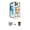 ieg™ iPhone 16 Pro Max Kılıf Kozmos Doku - Siyah Buffer Hayalet Cam Ekran Koruyucu + Pers Alüminyum Kamera Lens - GI