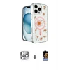 ieg™ iPhone 16 Pro Max Kılıf Kozmos Doku - Siyah Buffer Hayalet Cam Ekran Koruyucu + Pers Alüminyum Kamera Lens - GI