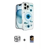 ieg™ iPhone 16 Pro Max Kılıf Kozmos Doku - Siyah Buffer Hayalet Cam Ekran Koruyucu + Pers Alüminyum Kamera Lens - GI