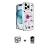 ieg™ iPhone 16 Pro Max Kılıf Kozmos Doku - Siyah Buffer Hayalet Cam Ekran Koruyucu + Pers Alüminyum Kamera Lens - GI