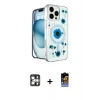 ieg™ iPhone 16 Pro Max Kılıf Kozmos Doku - Siyah Buffer Hayalet Cam Ekran Koruyucu + PVD Metal Kamera Lens - GS