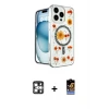 ieg™ iPhone 16 Pro Max Kılıf Kozmos Doku - Siyah Buffer Hayalet Cam Ekran Koruyucu + PVD Metal Kamera Lens - GS