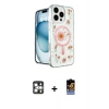 ieg™ iPhone 16 Pro Max Kılıf Kozmos Doku - Siyah Buffer Hayalet Cam Ekran Koruyucu + PVD Metal Kamera Lens - GS
