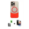 ieg™ iPhone 16 Pro Max Kılıf Kozmos Form Özel Seri - Siyah 3D Antistatik Mat Seramik Nano Ekran Koruyucu + Raze Metal Kamera Lens - SH