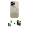 ieg™ iPhone 16 Pro Max Kılıf Kozmos Form Özel Seri - Siyah 3D Antistatik Mat Seramik Nano Ekran Koruyucu + Raze Metal Kamera Lens - SH