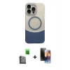 ieg™ iPhone 16 Pro Max Kılıf Kozmos Form Özel Seri - Siyah 3D Antistatik Mat Seramik Nano Ekran Koruyucu + Raze Metal Kamera Lens - SH