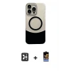 ieg™ iPhone 16 Pro Max Kılıf Kozmos Form Özel Seri - Siyah Buffer Hayalet Cam Ekran Koruyucu + PVD Metal Kamera Lens - SH