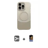 ieg™ iPhone 16 Pro Max Kılıf Kozmos Form Özel Seri - Siyah Buffer Hayalet Cam Ekran Koruyucu + PVD Metal Kamera Lens - GS