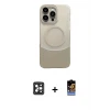 ieg™ iPhone 16 Pro Max Kılıf Kozmos Form Özel Seri - Siyah Buffer Hayalet Cam Ekran Koruyucu + PVD Metal Kamera Lens - SH