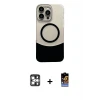 ieg™ iPhone 16 Pro Max Kılıf Kozmos Form Özel Seri - Siyah Buffer Hayalet Cam Ekran Koruyucu + PVD Metal Kamera Lens - GS