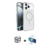 ieg™ iPhone 16 Pro Max Kılıf Kutup Doku Serisi - Siyah 3D Antistatik Seramik Nano Ekran Koruyucu + Pers Alüminyum Kamera Lens - GI