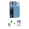 ieg™ iPhone 16 Pro Max Kılıf Kutup Doku Serisi - Siyah Bilvis 5in1 3D Magic Cam Ekran Koruyucu + Raze Metal Kamera Lens - NLGY