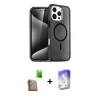 ieg™ iPhone 16 Pro Max Kılıf Nova Asil Prime - Siyah Bilvis 5in1 3D Magic Cam Ekran Koruyucu + Raze Metal Kamera Lens - CLTM