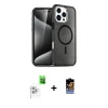 ieg™ iPhone 16 Pro Max Kılıf Nova Asil Prime - Siyah Buffer Hayalet Cam Ekran Koruyucu + Raze Metal Kamera Lens - BZ