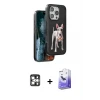 ieg™ iPhone 16 Pro Max Kılıf Nova Form Koleksiyonu - Siyah Bilvis 5in1 5D Magic Hayalet Cam Ekran Koruyucu + PVD Metal Kamera Lens - GS