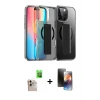 ieg™ iPhone 16 Pro Max Kılıf Nova Işık Koleksiyonu - Siyah 3D Antistatik Mat Seramik Nano Ekran Koruyucu + Raze Metal Kamera Lens - NLGY