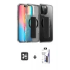 ieg™ iPhone 16 Pro Max Kılıf Nova Işık Koleksiyonu - Siyah Bilvis 3X AR Hayalet Cam Ekran Koruyucu + PVD Metal Kamera Lens - SH