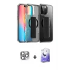 ieg™ iPhone 16 Pro Max Kılıf Nova Işık Koleksiyonu - Siyah Bilvis 5in1 5D Magic Hayalet Cam Ekran Koruyucu + Pers Alüminyum Kamera Lens - GI