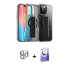 ieg™ iPhone 16 Pro Max Kılıf Nova Işık Koleksiyonu - Siyah Bilvis 5in1 5D Magic Hayalet Cam Ekran Koruyucu + Pers Alüminyum Kamera Lens - GS