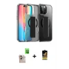 ieg™ iPhone 16 Pro Max Kılıf Nova Işık Koleksiyonu - Siyah Buffer Cam Ekran Koruyucu + Raze Metal Kamera Lens - NLGY