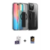 ieg™ iPhone 16 Pro Max Kılıf Nova Işık Koleksiyonu - Siyah Buffer Hayalet Cam Ekran Koruyucu + Bilvis Titan Kamera Lens - TMGI