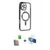 ieg™ iPhone 16 Pro Max Kılıf Nova Işık Özel Seri - Siyah 3D Antistatik Seramik Nano Ekran Koruyucu + Raze Metal Kamera Lens - CLTM