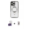 ieg™ iPhone 16 Pro Max Kılıf Nova Işık Özel Seri - Siyah Bilvis 3D Cam Ekran Koruyucu + Bilvis Titan Kamera Lens - SH