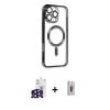 ieg™ iPhone 16 Pro Max Kılıf Nova Işık Özel Seri - Siyah Bilvis 3D Cam Ekran Koruyucu + Bilvis Titan Kamera Lens - SH