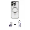 ieg™ iPhone 16 Pro Max Kılıf Nova Işık Özel Seri - Siyah Bilvis 3X AR Hayalet Cam Ekran Koruyucu + Bilvis Titan Kamera Lens - TMGI
