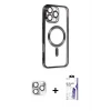 ieg™ iPhone 16 Pro Max Kılıf Nova Işık Özel Seri - Siyah Bilvis 3X AR HD Cam Ekran Koruyucu + Pers Alüminyum Kamera Lens - GS