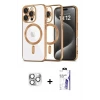 ieg™ iPhone 16 Pro Max Kılıf Nova Işık Özel Seri - Siyah Bilvis 3X AR HD Cam Ekran Koruyucu + Pers Alüminyum Kamera Lens - GS