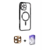 ieg™ iPhone 16 Pro Max Kılıf Nova Işık Özel Seri - Siyah Bilvis 5in1 3D Magic Cam Ekran Koruyucu + Pers Alüminyum Kamera Lens - CLTM