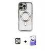 ieg™ iPhone 16 Pro Max Kılıf Nova Işık Özel Seri - Siyah Bilvis 5in1 5D Magic Hayalet Cam Ekran Koruyucu + PVD Metal Kamera Lens - GD