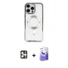 ieg™ iPhone 16 Pro Max Kılıf Nova Işık Özel Seri - Siyah Bilvis 5in1 5D Magic Hayalet Cam Ekran Koruyucu + PVD Metal Kamera Lens - GD