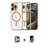 ieg™ iPhone 16 Pro Max Kılıf Nova Işık Özel Seri - Siyah Buffer Hayalet Cam Ekran Koruyucu + PVD Metal Kamera Lens - GS