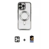 ieg™ iPhone 16 Pro Max Kılıf Nova Işık Özel Seri - Siyah Buffer Hayalet Cam Ekran Koruyucu + PVD Metal Kamera Lens - GS