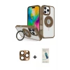 ieg™ iPhone 16 Pro Max Kılıf Nova Minimal Serisi - Şeffaf Pasifik Cam Ekran Koruyucu + Pers Alüminyum Kamera Lens - CLTM