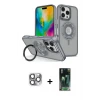 ieg™ iPhone 16 Pro Max Kılıf Nova Minimal Serisi - Siyah 360 Mat Full Body Arka Koruyucu + Pers Alüminyum Kamera Lens - GI
