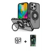 ieg™ iPhone 16 Pro Max Kılıf Nova Minimal Serisi - Siyah 360 Mat Full Body Arka Koruyucu + Pers Alüminyum Kamera Lens - GI