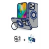 ieg™ iPhone 16 Pro Max Kılıf Nova Minimal Serisi - Siyah 3D Antistatik Seramik Nano Ekran Koruyucu + Pers Alüminyum Kamera Lens - GI