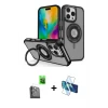 ieg™ iPhone 16 Pro Max Kılıf Nova Minimal Serisi - Siyah 3D Antistatik Seramik Nano Ekran Koruyucu + Raze Metal Kamera Lens - SH