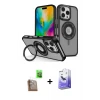 ieg™ iPhone 16 Pro Max Kılıf Nova Minimal Serisi - Siyah Bilvis 5in1 5D Magic Hayalet Cam Ekran Koruyucu + Raze Metal Kamera Lens - CLTM